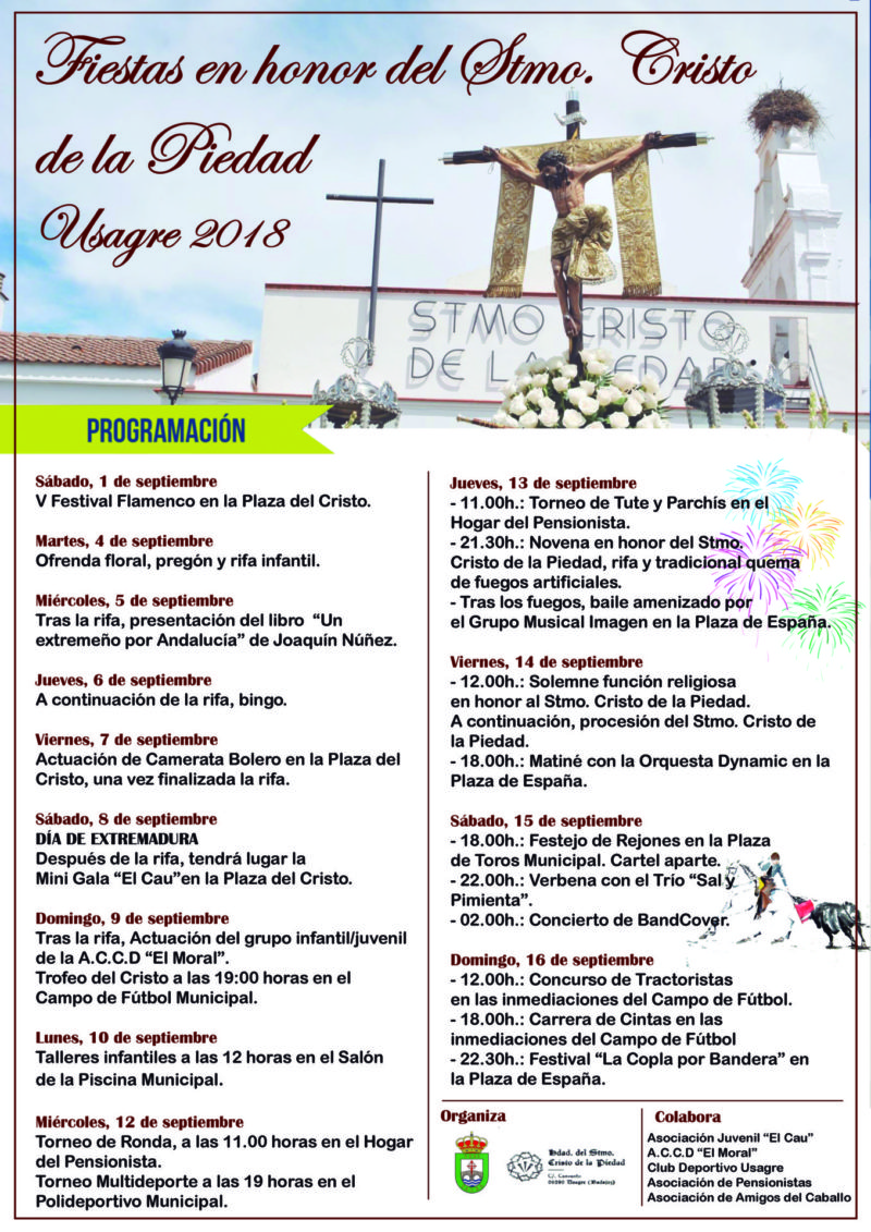 Programa De Las Fiestas En Honor Del Stmo Cristo De La Piedad Usagre